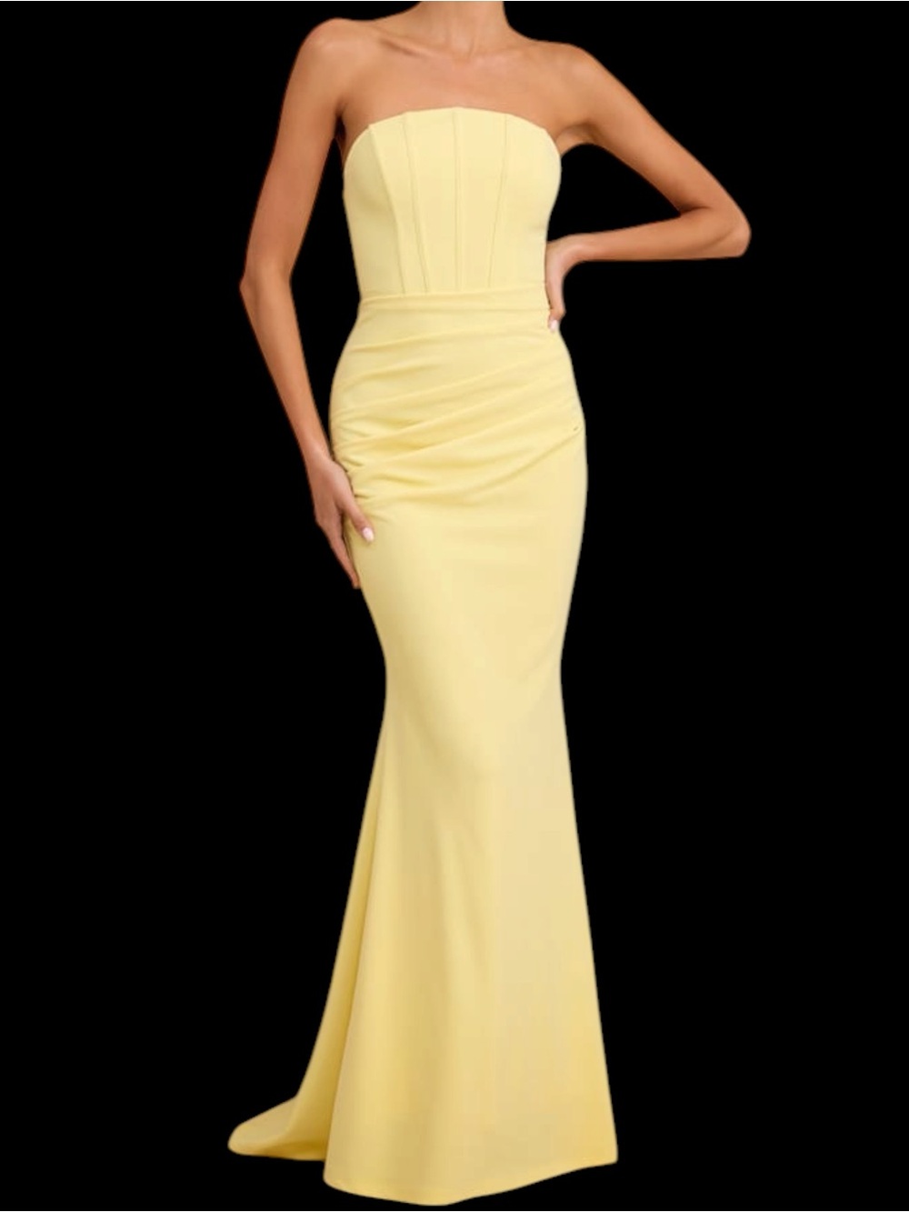 Lulus Laney Dress Strapless Yellow Evening Gown